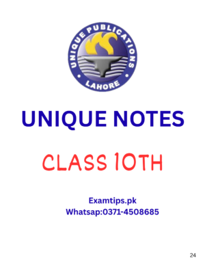 UNIQUE NOTES 10th Class